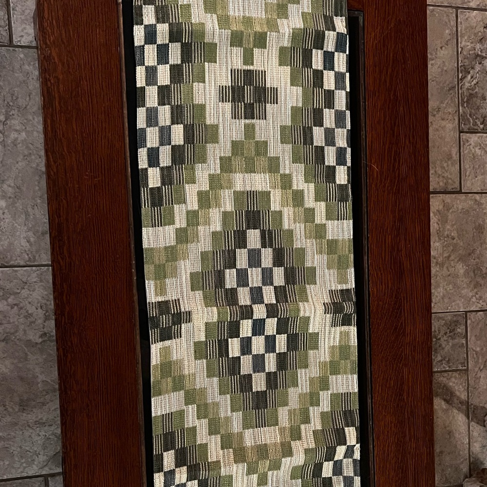 Table runner and 6 matching placemats, backed with beige quality heavy fabric.